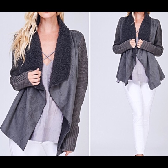 Faux Suede shearling jacket - Picture 3 of 5